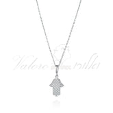 שרשרת כסף חמסה משובצת 10X12 מ"מ